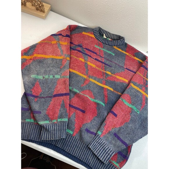 Colore Other - Vintage COLORE Italy Abstract Knit Sweater XL 90s Art Pattern Made in Italy